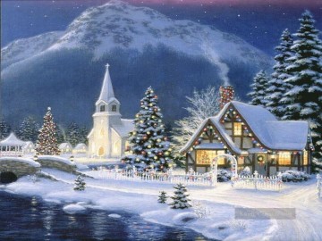 Landschaft im Schnee Werke - am Heiligabend Dorf schneit
